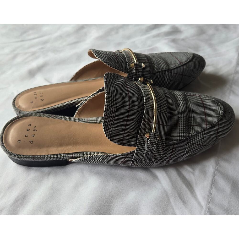 Women's Remmy Plaid Buckle Backless Slip on Office Loafers Light Academia Vibe 8 - Picture 2 of 5